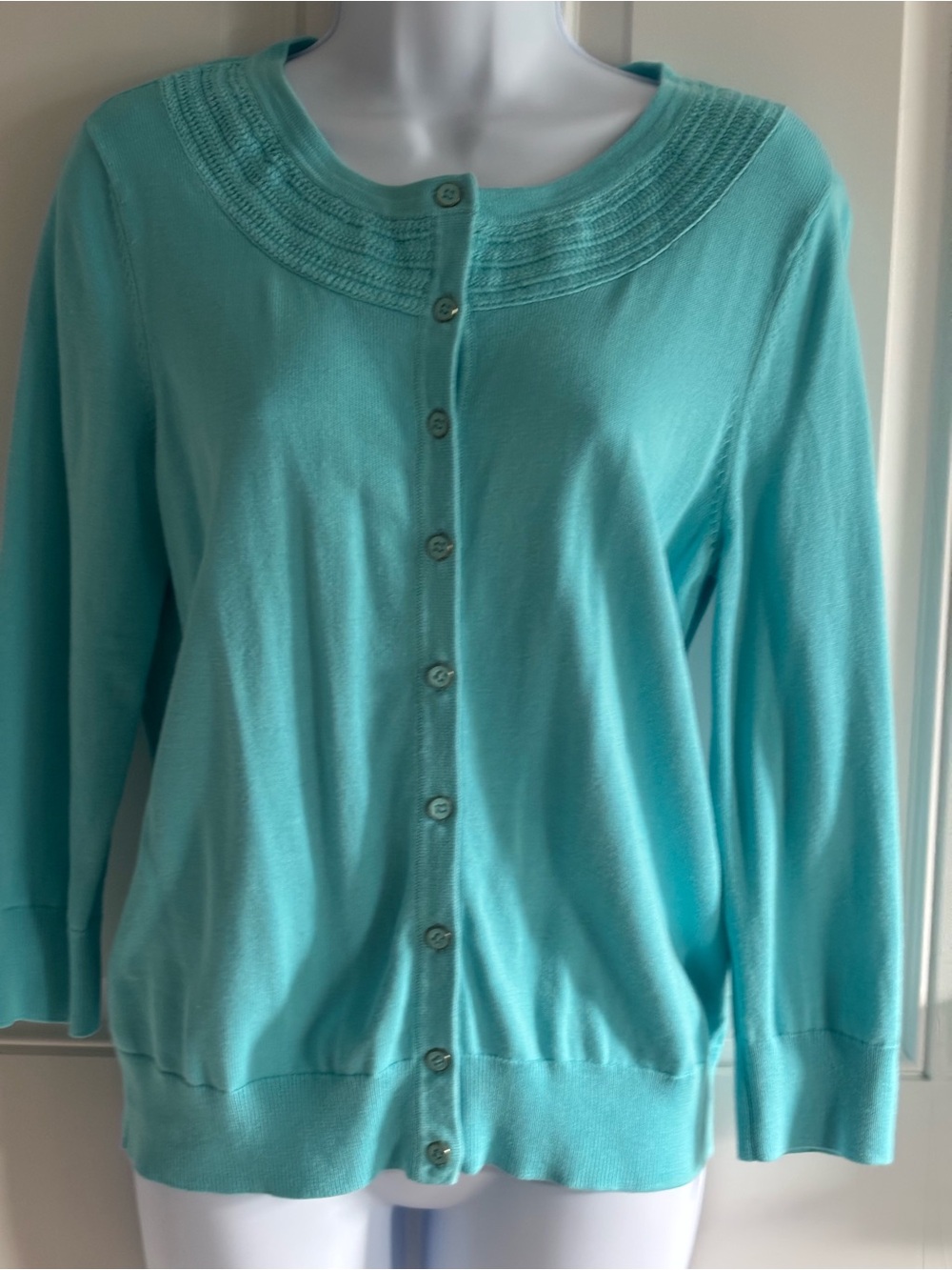Talbots Aqua Knit Button-Front Cardigan